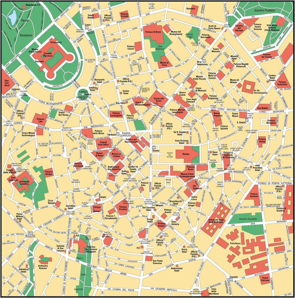 米兰意大利城市中心地图
