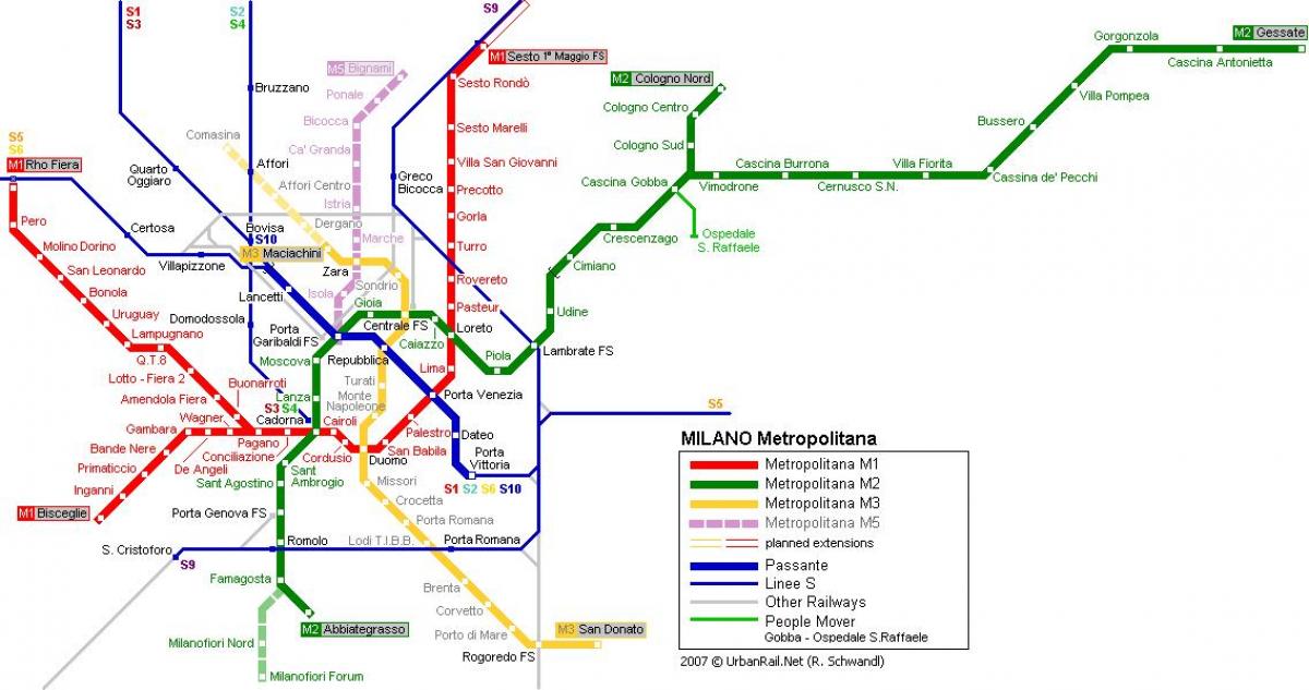 米兰的地铁图2016