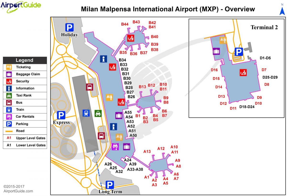 米兰的马尔彭萨机场的地图
